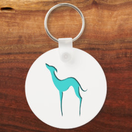 Greyhound Whipper hund turcoise blue silhouette Nyckelring