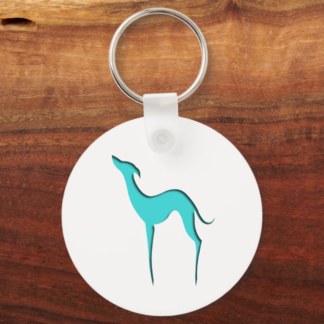 Greyhound Whipper hund turcoise blue silhouette Nyckelring (Framsida)