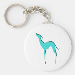 Greyhound Whipper hund turcoise blue silhouette Nyckelring