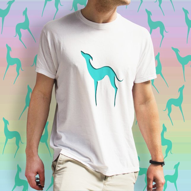 Greyhound Whipper hund turcoise blue silhouette Tee (Skapare uppladdad)