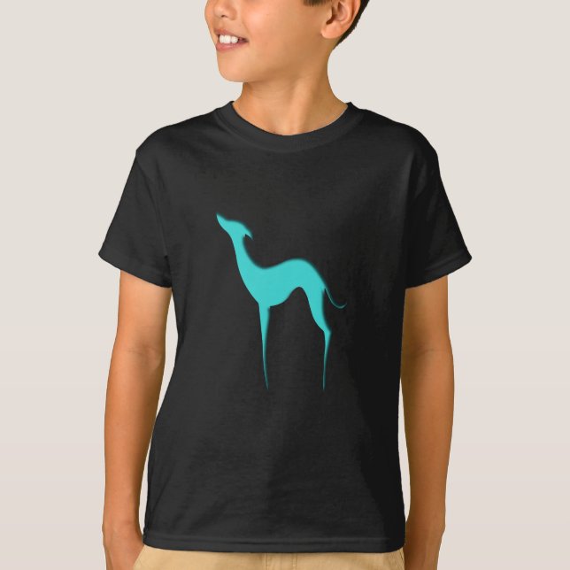 Greyhound Whipper hund turcoise blue silhouette Tee Shirt (Framsida)