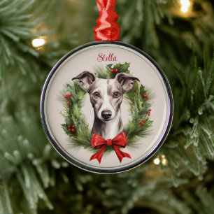 Greyhound Whippet Jul Husdjur Minnesmärke Hundras Julgransprydnad Metall