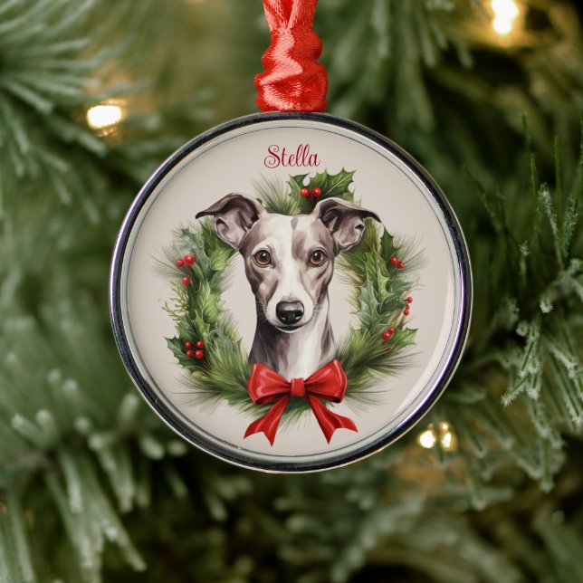 Greyhound Whippet Jul Husdjur Minnesmärke Hundras Julgransprydnad Metall (Träd)
