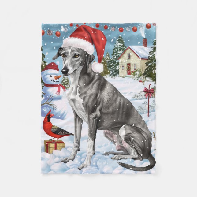 Greyhound Winter Wonderland jul Joy Fleecefilt (Framsidan)