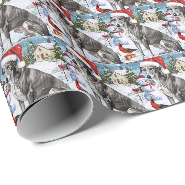 Greyhound Winter Wonderland jul Joy Presentpapper (Rullad Hörn)