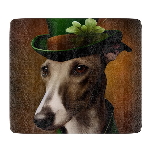 Greyhoundhund i St. Patricks dags dräkt (Framsidan)