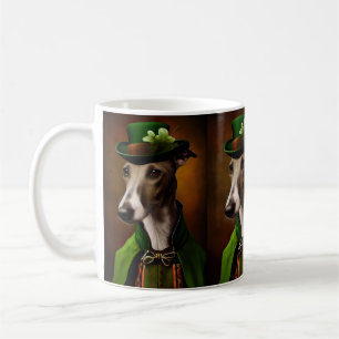 Greyhoundhund i St. Patricks dags dräkt Kaffemugg