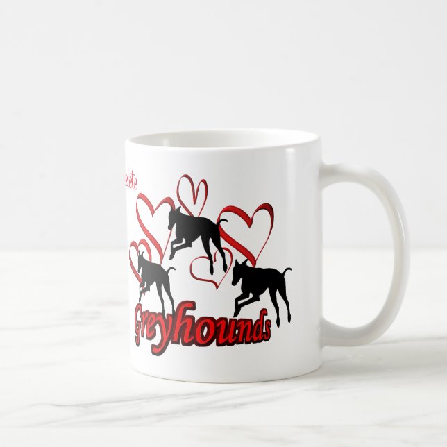 Greyhounds Hearts Hund älskare Personlig Kaffemugg (Höger)