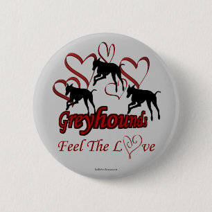 Greyhounds Hearts Kärlek Hund älskare Button Pin Knapp