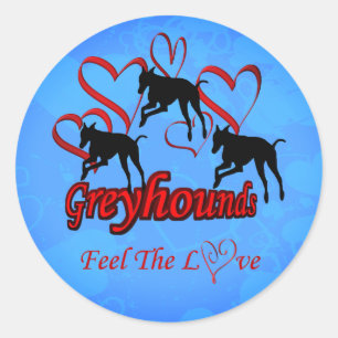 Greyhounds Hearts Kärlek Hund Runt Klistermärke