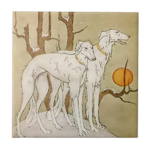 “Greyhounds in Winter” av Marjorie Miller Kakelplatta