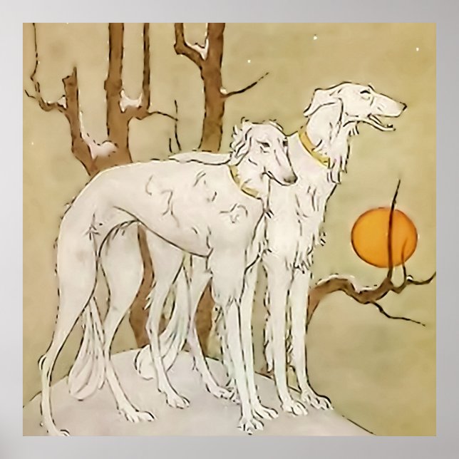 "Greyhounds in Winter" av Marjorie Miller Poster (Framsidan)