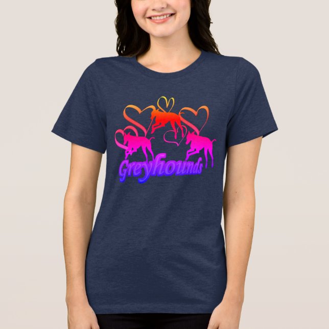 Greyhounds och Hearts Rainbow T Shirt (Framsida)