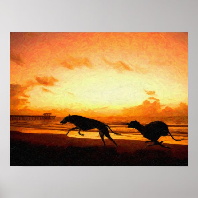 Greyhounds på Beach Poster (Framsidan)