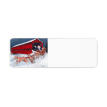 Greyhounds Santa Sleigh Hund Art Adressetiketters