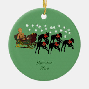 Greyhounds Sleigh Cute Helgdag Ornament