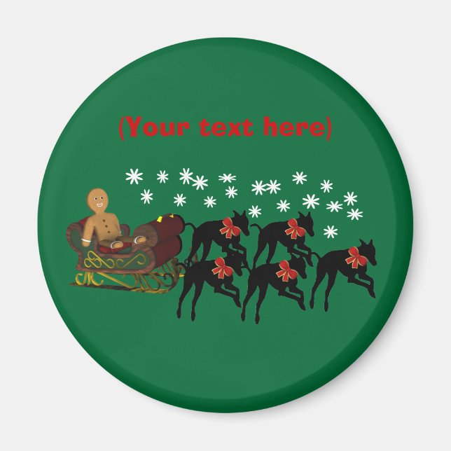 Greyhounds Sleigh jul Helgdag Magnet (Framsidan)
