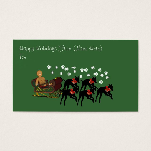 Greyhounds Sleigh-julgranens Helgdag Gift Card-Mär Visitkort (Framsidan)