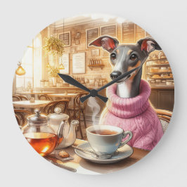 Greyhound's Tea Time Wall Clock Stor Klocka