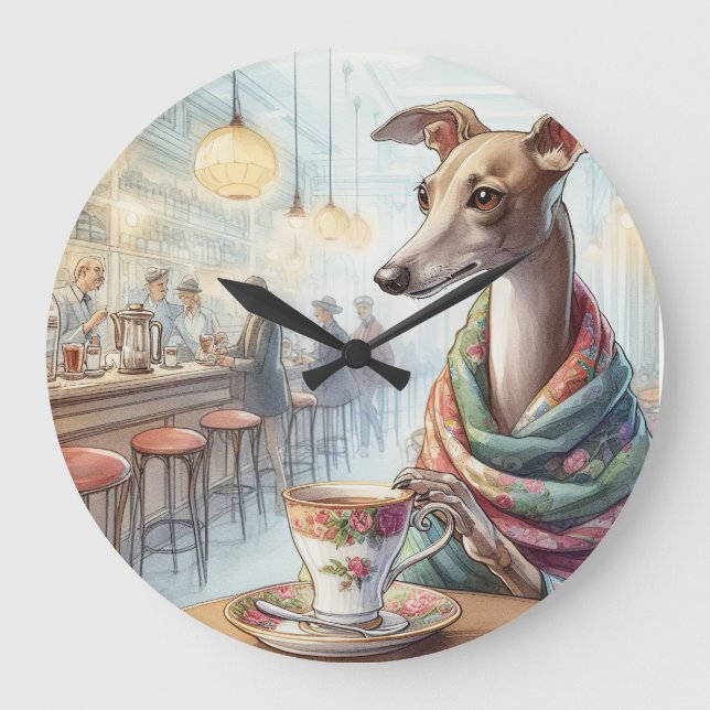 Greyhound's Tea Time Wall Clock Stor Klocka (Framsida)