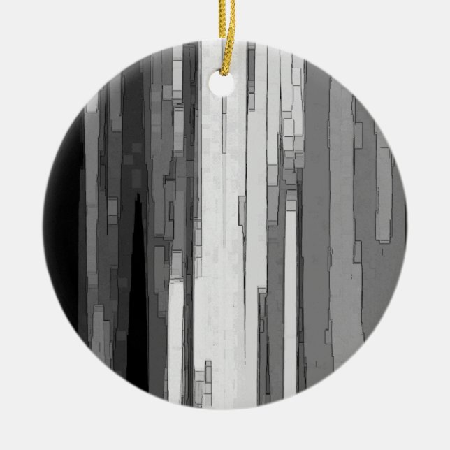 Greyscale Abstrakt B&W Art Julgransprydnad Keramik (Framsidan)