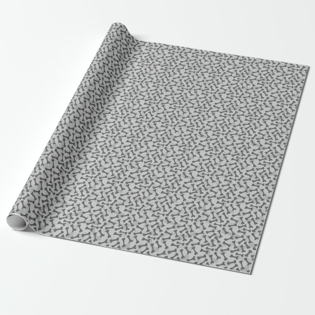 Greyscale Bone Struktur Mönster Presentpapper (Utrullad)