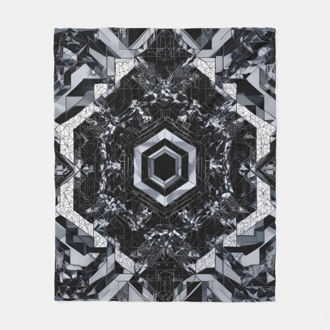Greyscale Crystal: Geometric Hexagon H-116 Fleecefilt (Framsidan)