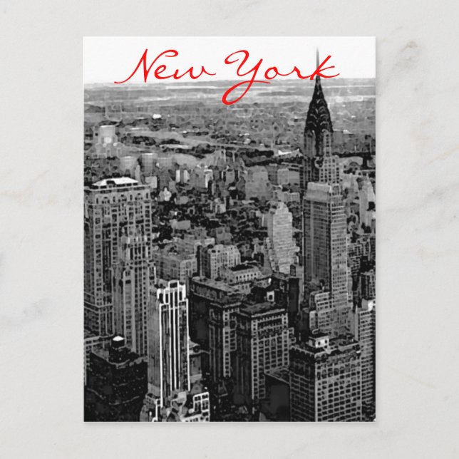 Greyscale New York City Postcard Vykort (Framsida)