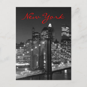Greyscale Red New York-skriptkort Vykort