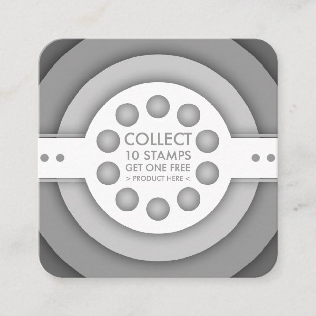 Greyscale retro frimärke-kort lojalitetskort (Framsida)