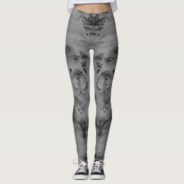 Greyscale Tiger och Bamboo 1800-talets leggings