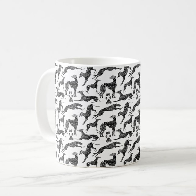 Greyt Greyhound Marble Silhouettes Kaffemugg (Framsida vänster)