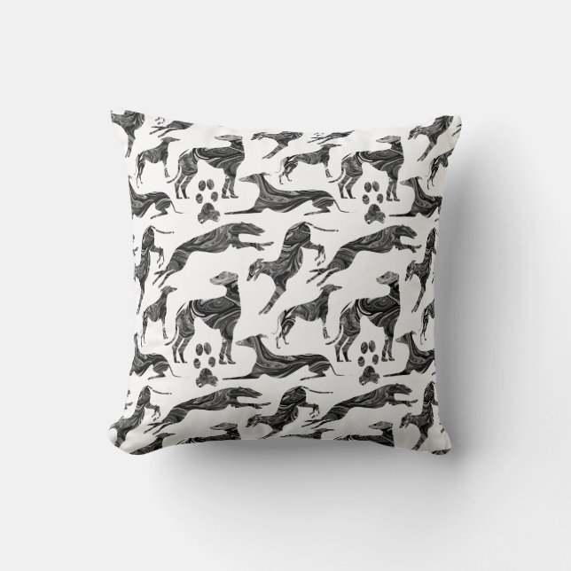 Greyt Greyhound Marble Silhouettes Kudde (Framsida)