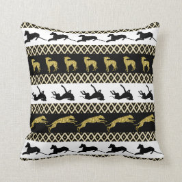 Greyt Greyhound Monochrome och Guld Diamonds Kudde