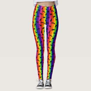Greyt Greyhound Silhouettes on Rainbow Leggings