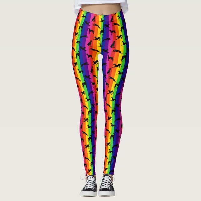 Greyt Greyhound Silhouettes on Rainbow Leggings (Framsida)