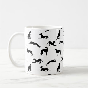 Greyt Greyhound Silhouettes - Svartvit Kaffemugg