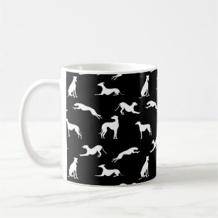 Greyt Greyhound Silhouettes - vit på svart Kaffemugg