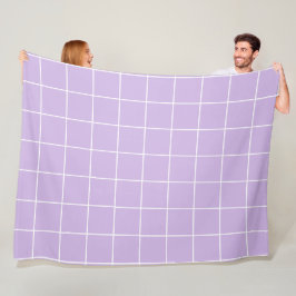 Grid Lilac och White Fleecefilt