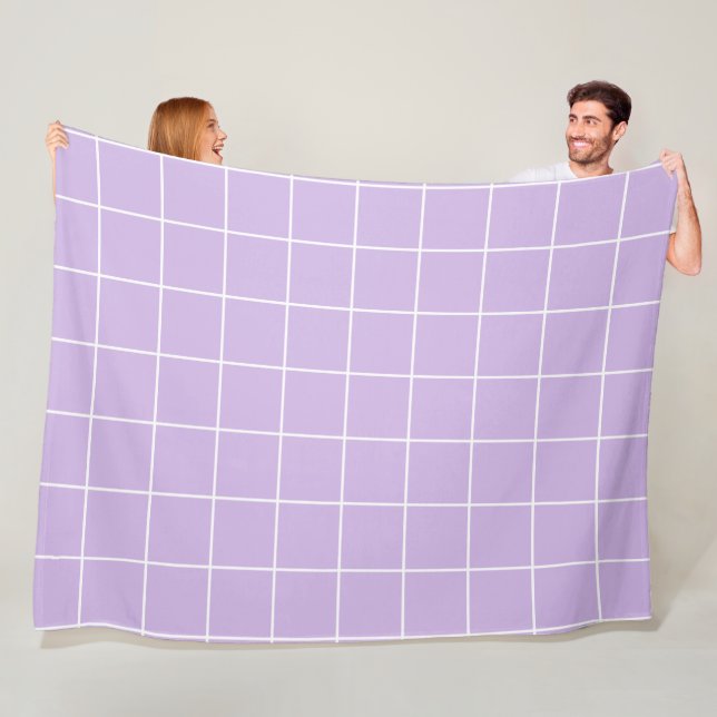 Grid Lilac och White Fleecefilt (På plats)