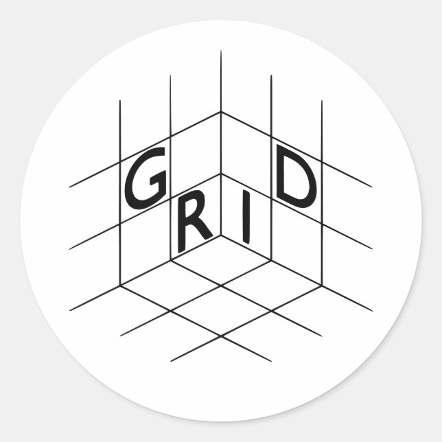 GRID Sticker Runt Klistermärke (Framsida)