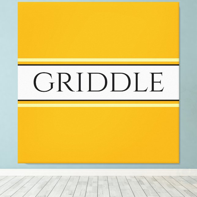 GRIDDLE Bright Golden Gult White Rand Text Canvastryck (Insitu (trägolv))