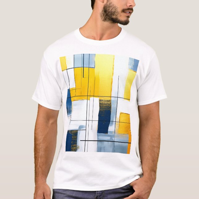 Gridlight-komposition — Urbana block i guld och bl T Shirt (Framsida)