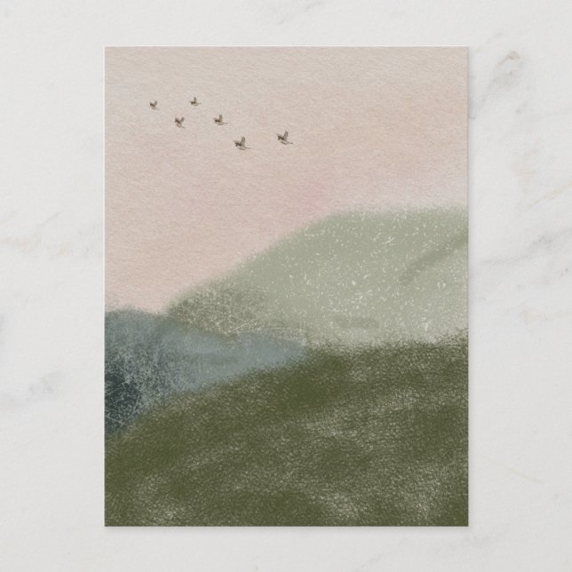 Grief Mourning Loss Flying Birds In Mountains Card Vykort (Framsida)