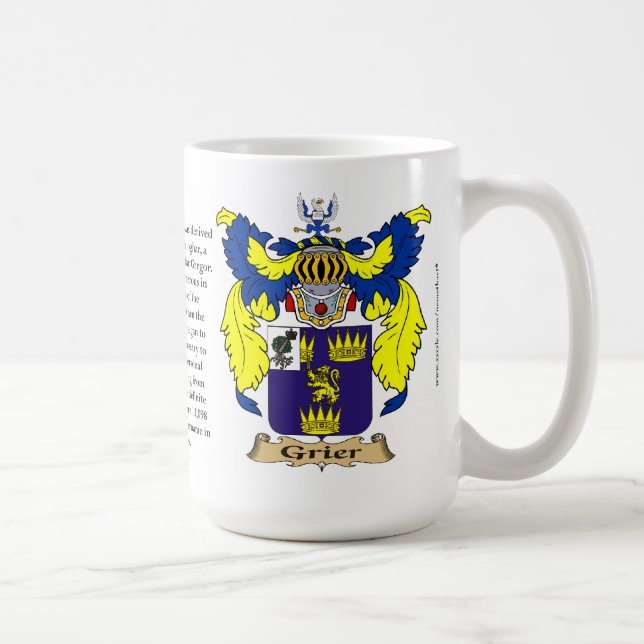 Grier, ursprung, det menande och vapenskölden kaffemugg (Höger)