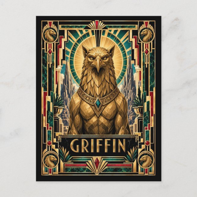 Griffin, Art Deco mytisk Vykort (Framsida)