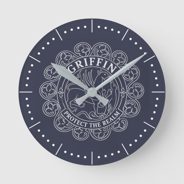 Griffin Emblem Skydda Riket Vintage Crest Rund Klocka (Framsida)