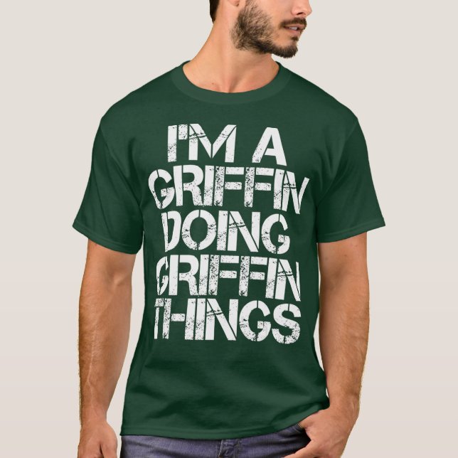GRIFFIN Funny Surname Family Tree Birthday Gift T Shirt (Framsida)