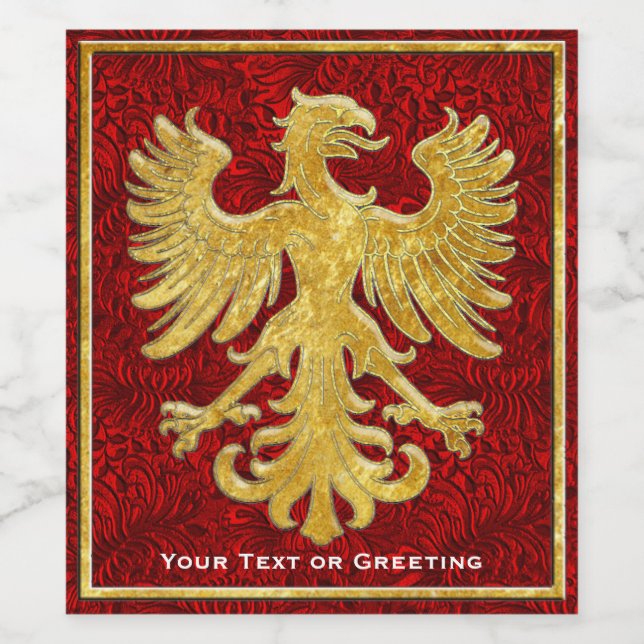 Griffin Guld Tones Ditt meddelande Vinflaska Etikett (Singel etikett)