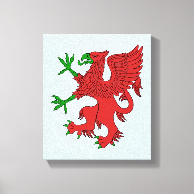 Griffin i Röd och Grönt Canvastryck (Framsida)